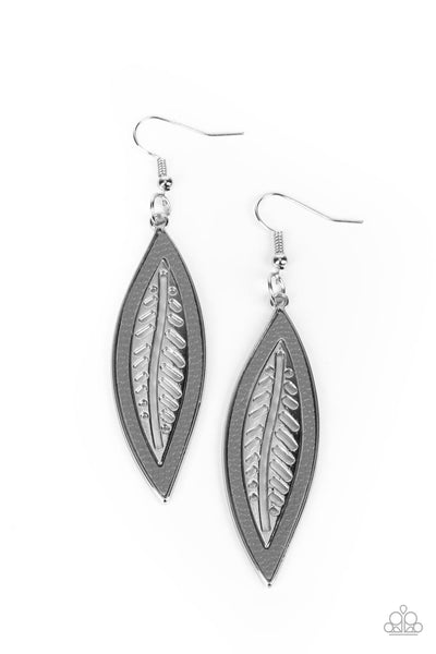 Leather Lagoon - Silver Earring Paparazzi