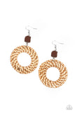 Wildly Wicker - Brown Earrings Paparazzi