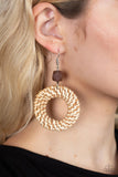 Wildly Wicker - Brown Earrings Paparazzi