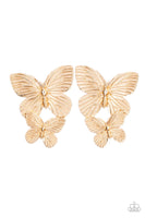 Blushing Butterflies - Gold Earrings Paparazzi