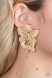 Blushing Butterflies - Gold Earrings Paparazzi