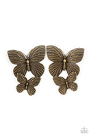 Blushing Butterflies - Brass Earrings Paparazzi