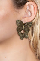 Blushing Butterflies - Brass Earrings Paparazzi