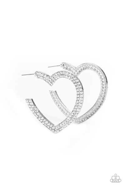 AMORE to Love - White Heart Earrings Paparazzi