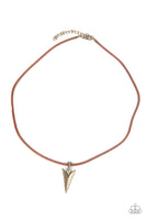 Pharaohs Arrow - Brass Necklace Paparazzi