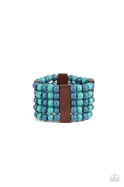 Island Soul - Blue Wooden Bracelet Paparazzi