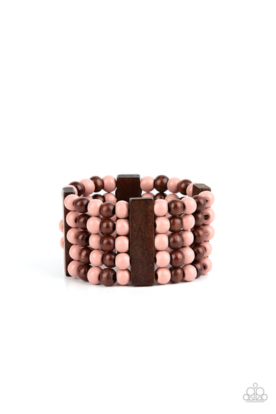 Island Soul - Pink Wooden Bracelet Paparazzi