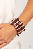 Island Soul - Pink Wooden Bracelet Paparazzi