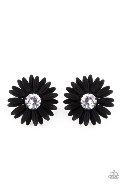 Sunshiny DAIS-y - Black Earrings Paparazzi