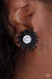 Sunshiny DAIS-y - Black Earrings Paparazzi