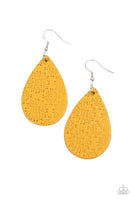 Stylishly Subtropical - Yellow Leather Earrings Paparazzi