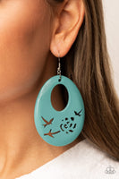 Home TWEET Home - Blue Wooden Earrings Paparazzi