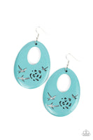 Home TWEET Home - Blue Wooden Earrings Paparazzi