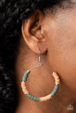 Skillfully Stacked - Green & Tan Earrings Paparazzi