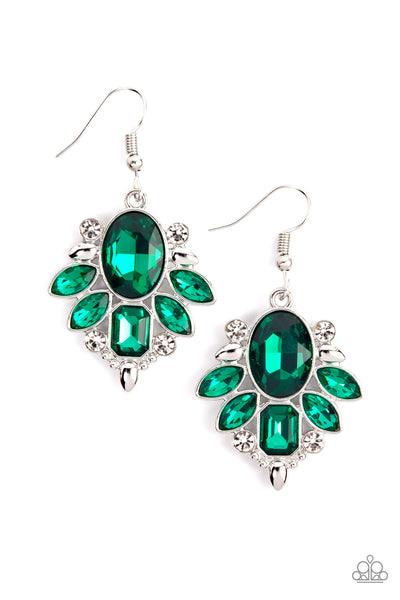 Glitzy Go-Getter - Green Earrings Paparazzi