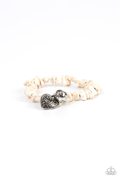 Love You to Pieces - White Heart Bracelet Paparazzi