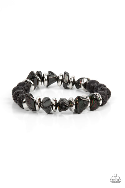 Volcanic Vacay - Silver & Black Bracelet Paparazzi