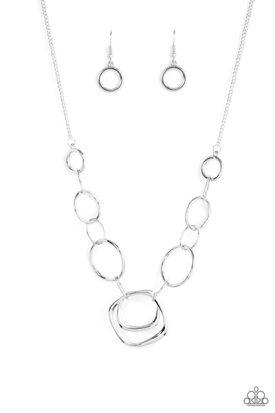 Linked Up Luminosity - Silver Necklace Paparazzi