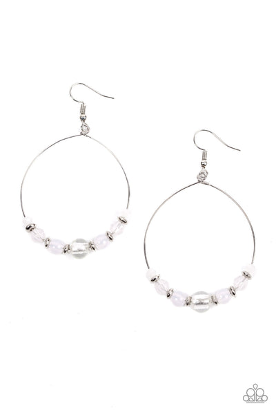 Ambient Afterglow - White Earrings Paparazzi