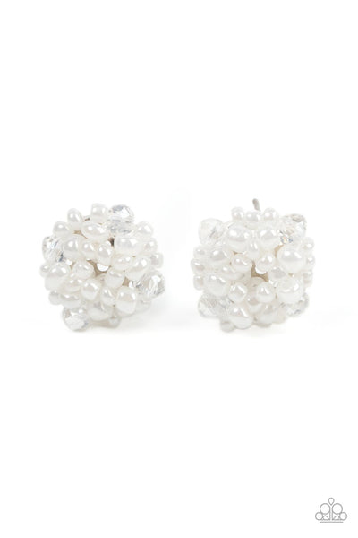 Bunches of Bubbly - White Pearl Earrings Paparazzi