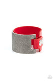 Studded Synchronism - Red Bracelet Paparazzi