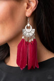 Plume Paradise - Red Earrings Paparazzi