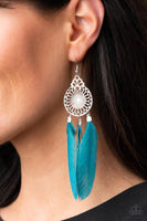 Pretty in PLUMES - Blue Feather Earrings Paparazzi