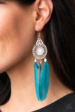 Pretty in PLUMES - Blue Feather Earrings Paparazzi