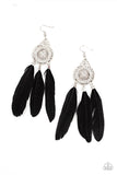 Pretty in PLUMES - Black Feather Earrings Paparazzi