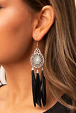 Pretty in PLUMES - Black Feather Earrings Paparazzi