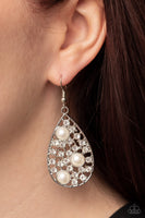 Bauble Burst - White Pearl Earrings Paparazzi