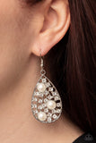 Bauble Burst - White Pearl Earrings Paparazzi