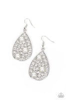 Bauble Burst - White Pearl Earrings Paparazzi