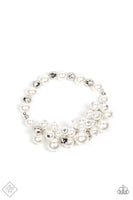 Elegantly Exaggerated - White Bracelet Paparazzi