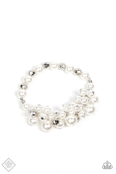 Elegantly Exaggerated - White Bracelet Paparazzi