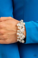 Elegantly Exaggerated - White Bracelet Paparazzi