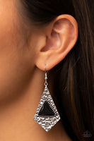 Cosmic Destination - Black Earrings  Paparazzi