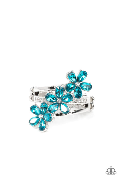 Posh Petals - Blue Flower Ring Paparazzi