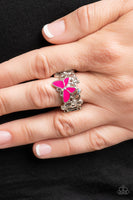 All FLUTTERED Up - Pink Butterfly Ring Paparazzi