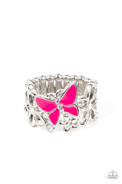 All FLUTTERED Up - Pink Butterfly Ring Paparazzi