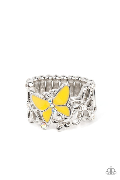 All FLUTTERED Up - Yellow Ring Paparazzi