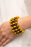 Galapagos Go-Getter - Yellow Wooden Bracelet Paparazzi