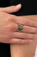 Stone Age Admirer - Brown Heart Ring Paparazzi