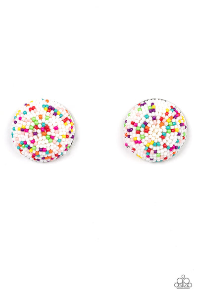 Kaleidoscope Sky - White Seed bead Earrings Paparazzi