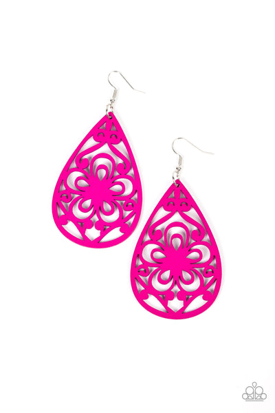 Marine Eden - Pink Wodden Earrings