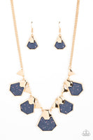 Extra Exclusive - Blue & Gold Necklace Paparazzi