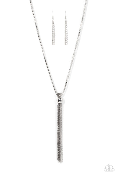 Metallic MESH-Up - Silver Necklace Paparazzi