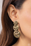 Triple Threat Texture - Brass Earrings Paparazzi