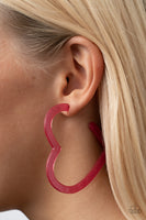 Heart-Throbbing Twinkle - Pink Heart Earrings Paparazzi