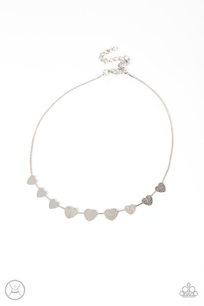 Dainty Desire - Silver Heart Choker Necklace Paparazzi